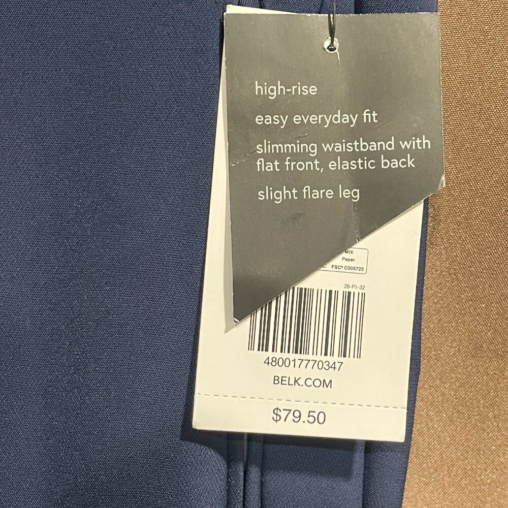 NWT Women's Sz. 2 Navy High Rise Pull-On Slimming Waist Flare Leg Pant w/Pockets - Picture 9 of 16